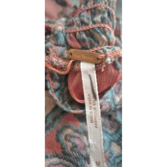 Free People Moonstruck Dress Womens Medium Red Paisley Print Long Sleeve Sheer - Picture 3 of 6